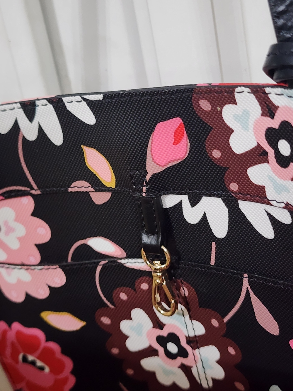 kate spade Harding Street Casa Flora Riley Black & Pink Tote Bag-17×12×5.5 - Picture 9 of 9